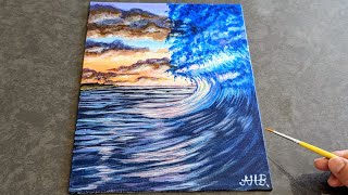 Sunset Waves painting ideas / acrylic painting tutorial 41 / how to paint Sunset waves