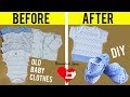 Reuse old baby clothes into cute t-shirt and house slippers / DIY reuse / Bahasa & English Subtitle