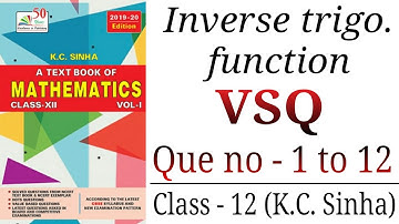 Inverse trigo. function , exercise - 4.1 , VSQ , Que no - 1 to 12 , `Class - 12