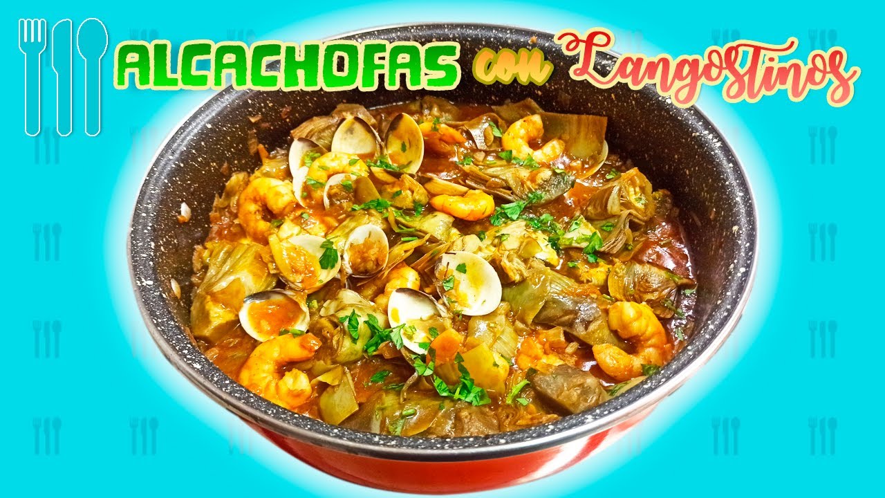 Alcachofas con langostinos 🦐