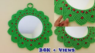 Macrame mirror sunflower 🌻 design- 1 ring 1 mirror wall hanging/Macrame mirror tutorial
