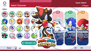 Mario & Sonic at Tokyo 2020 :Gameplay (4 Players) Shadow VS Silver VS Sonic VS Knuckles HEDGEHOG WAR