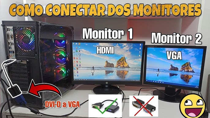 💻💥 ¡Expande tu Pantalla! Cómo Conectar Dos Monitores a tu PC HDMI, VGA en  2022 