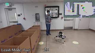 Robotic Guide Dog: Leading a Human with Leash-Guided Hybrid Physical Interaction