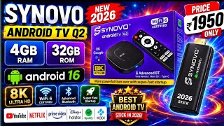 Synovo q2 Android TV box || synovo Android TV box || 4K Android TV box Android 16 4GB 32GB