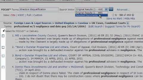 Lexis.com - Narrowing Your Search Results