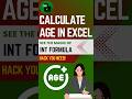 💫Calculate Age in Excel ✨ #excel #exceltricks #exceltips #shorts #yt #microsoftexcel #advanceexcel