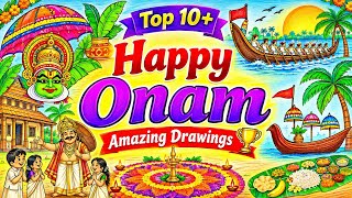 Onam Festival Drawing ideas/Onam festival poster drawing/Happy Onam Drawing ideas/Onam Drawing Easy screenshot 5