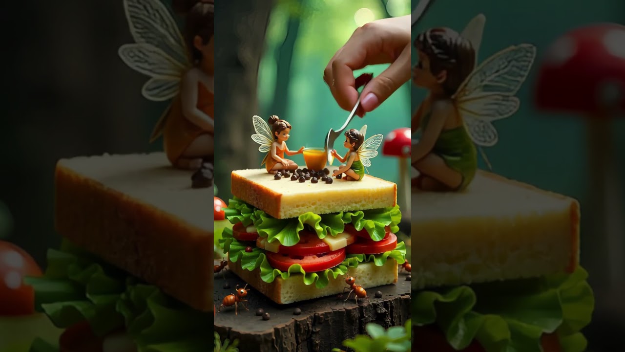 "A Giant Sandwich Made by Two Magical Fairies – Fantasy Food Art!"