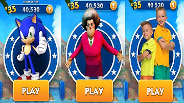 Sonic Dash vs Scary Teacher 3D Run vs Vlad and Niki Run - All Characters Unlocked Showcase