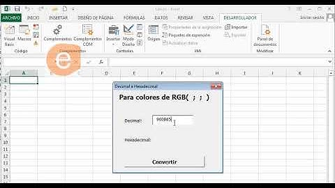Excel  convertir numero decimal a hexadecimal.