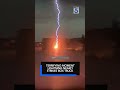 Terrifying moment lightning nearly strikes box truck