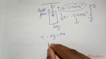 A lamp hangs vertically from a cord in a descending elevator that decelerates at 2.4 m//s^(2). (...