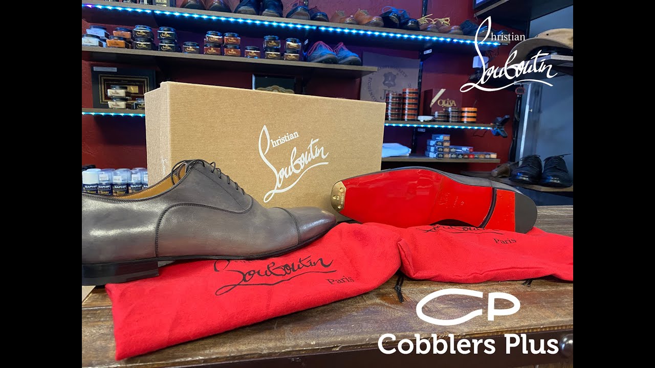 Christian Louboutin Mens Grey Lace Shoes get Casali Mirror Red Bottom Sole, Triumph Brass Toe Plates