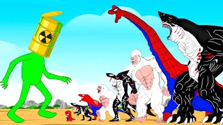 MONSTER RADIATION vs TEAM SHARKZILLA, WHITE KONG, SPIDER DINOSAUR T-REX Godzilla Cartoon Compilation