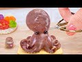 Korean food  cooking miniature stir fried octopus with teriyaki sauce  tina mini cooking