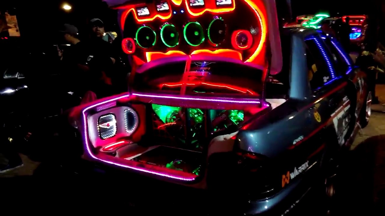 Custom Modified Car Audio Bass Lighting Show Proton Wira 
