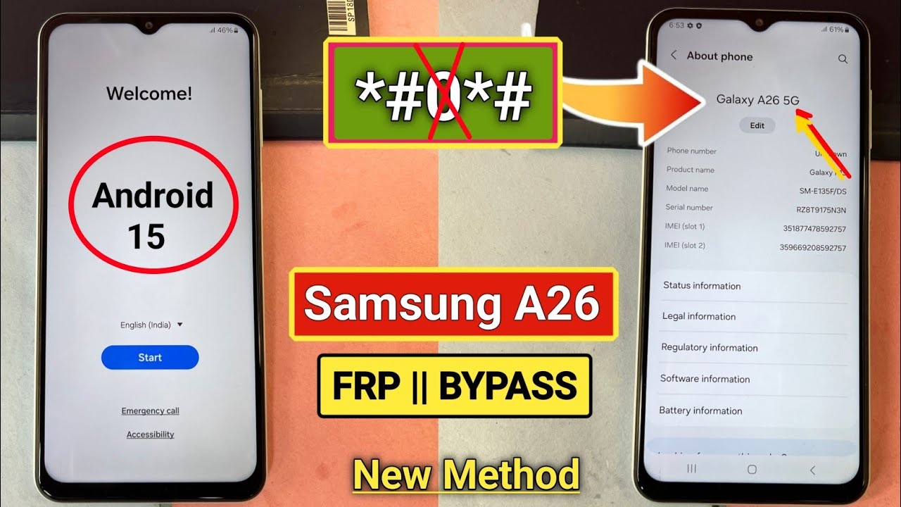 Without PC 2025:- SAMSUNG A26 5G / A26 FRP Bypass Android 15 | Samsung Frp Bypass 2025✔️New Security