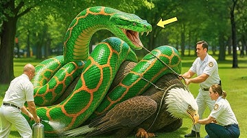 Brave Heroes Save Mother Eagle from a Ferocious Giant Python Attack
