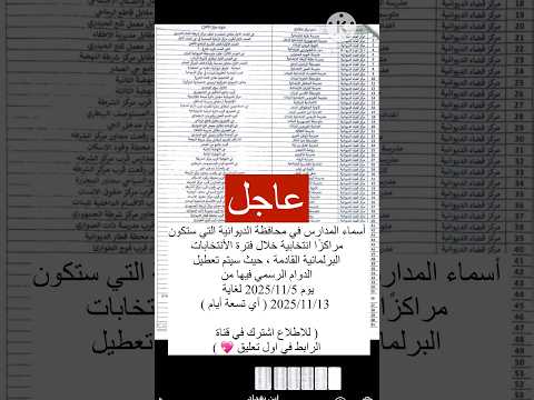 أسماء المدارس في محافظة الديوانية التي ستكون مراكز ا انتخابية خلال فترة الأنتخابات البرلمانية