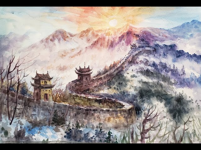 singing and painting #150 【万里长城】水彩画- YouTube