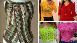 Beautiful Latest Crochet Fancy Top Crochet Crop Top Tunic Top Design Ideas