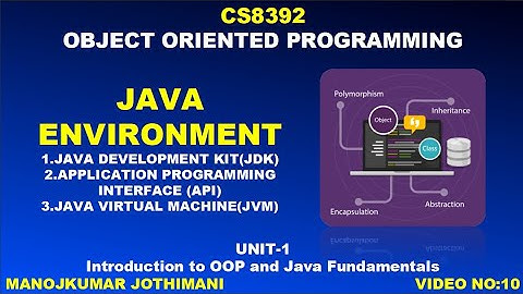 CS8392 OBJECT ORIENTED PROGRAMMING | JAVA ENVIRONMENT | JDK | API | JVM | Manojkumar C