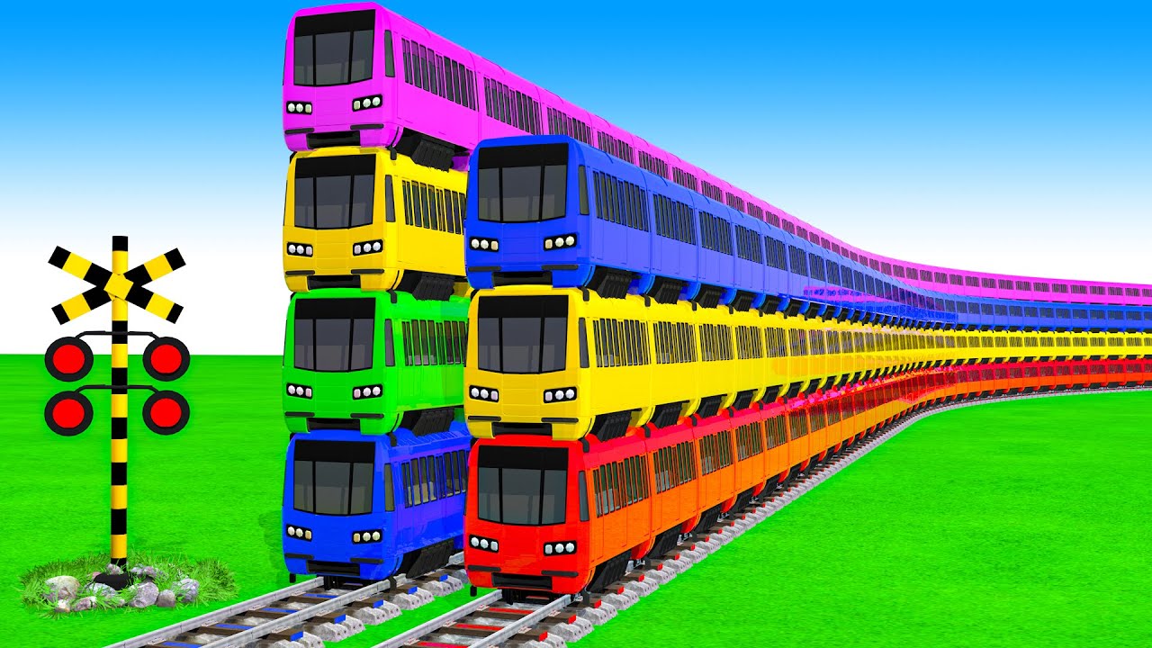 【踏切アニメ】複雑な電車 Trains Climbing Pynamid🚍 Fumikiri 3D Railroad Crossing Animation 