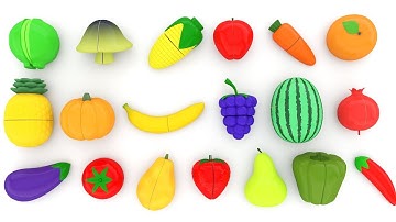 Learn Names of Fruits and Vegetables with Toy Velcro Cutting Fruits and Vegetables