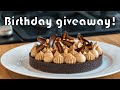 Chocolate almond praline birthday tart