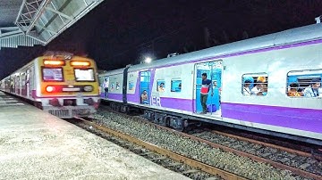 Amazing perfect timing parallel train crossing between old and new model EMU local trains