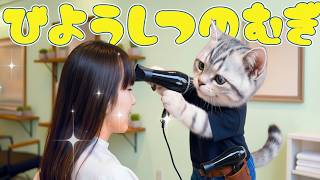 A Day in the Life of Mugi the Working Cat 🐱✂️ | Mugi Becomes a Hair Stylist