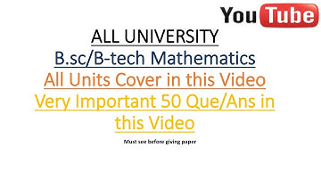 All University bsc/b.tech maths 2nd year mcq|Engineering mathematics 3rd/4th mcq|Aktu sec-year maths