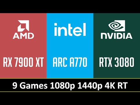 RX 7900 XT vs ARC A770 vs RTX 3080 - 9 Games 1080p 1440p 4K RT