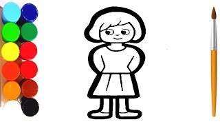 How To Draw A Girl For Kids Step By Step And Coloring Girl Drawing For Kids