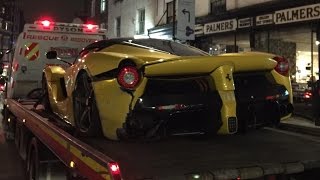 ferrari yellow london laferrari crash damage crashes damaged carscoops minimal escapes