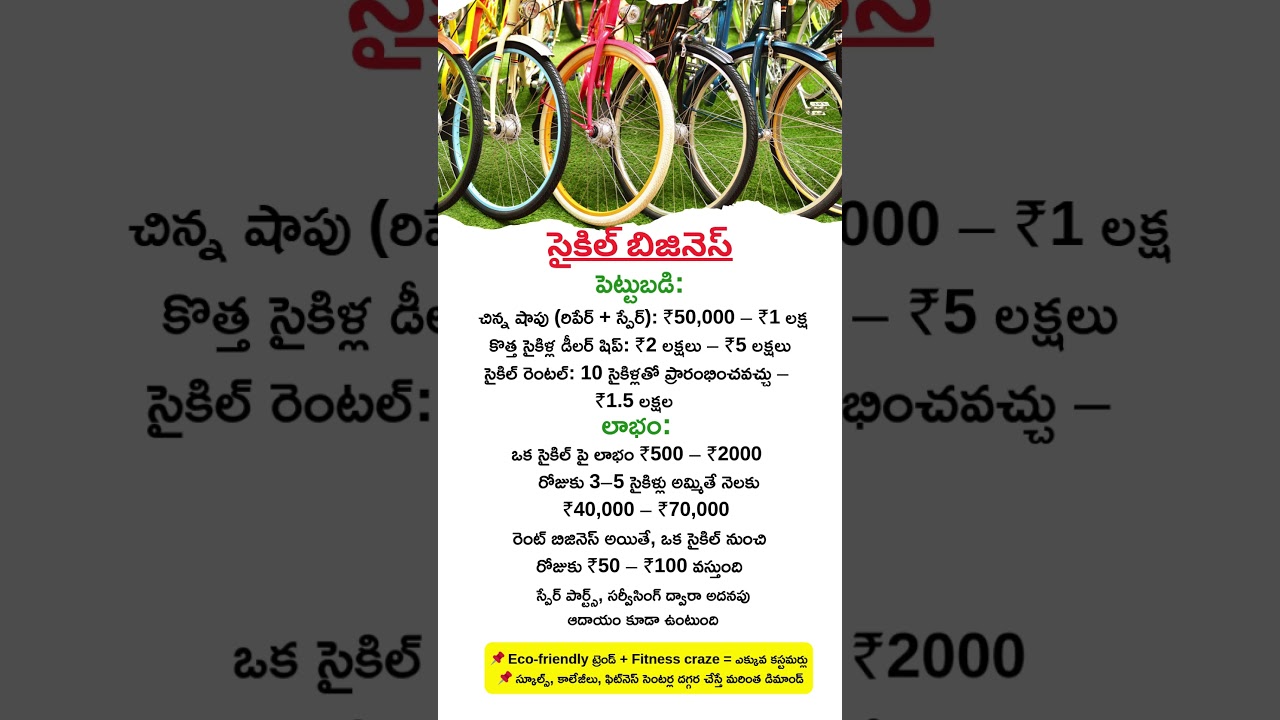 Business Ideas Telugu| Bycycle Business Tips | Business Success| BusinessTips| Small scale Business