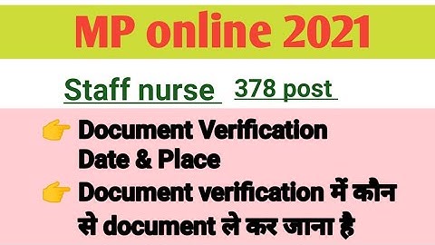 MP STAFF NURSE DOCUMENT  VERIFICATION LIST - LIST में अपना नाम देखो