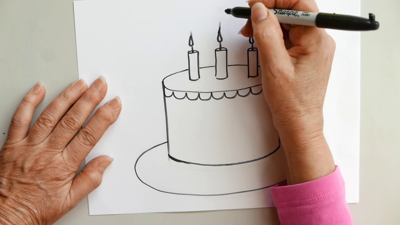 How to draw a Birthday Cake - YouTube