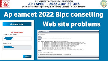 ap eamcet 2022 bipc Counselling seat allotment Web site problems