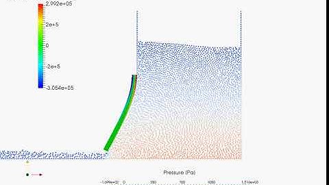 Dam break through an elastic gate  using PFEM