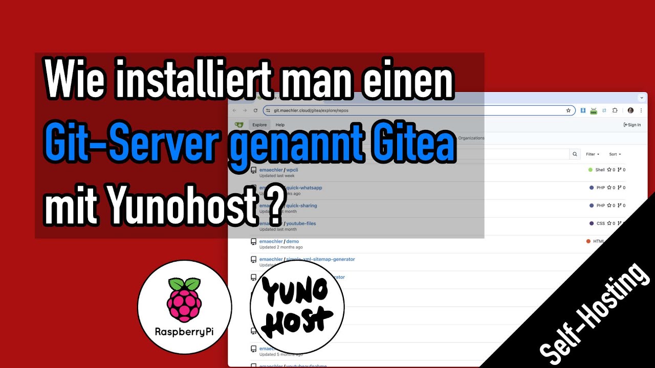 Wie installiert man einen Git Server genannt Gitea mit Yunohost? - YouTube
