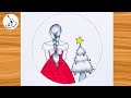 Easy Girl Drawing||Christmas Drawing||Easy Drawing ideas for Beginners