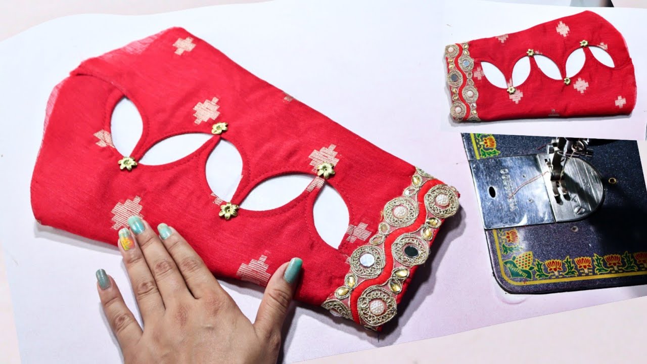 Designer model blouse sleeve design cutting and stitching/Baju design cutting /half sleeve design