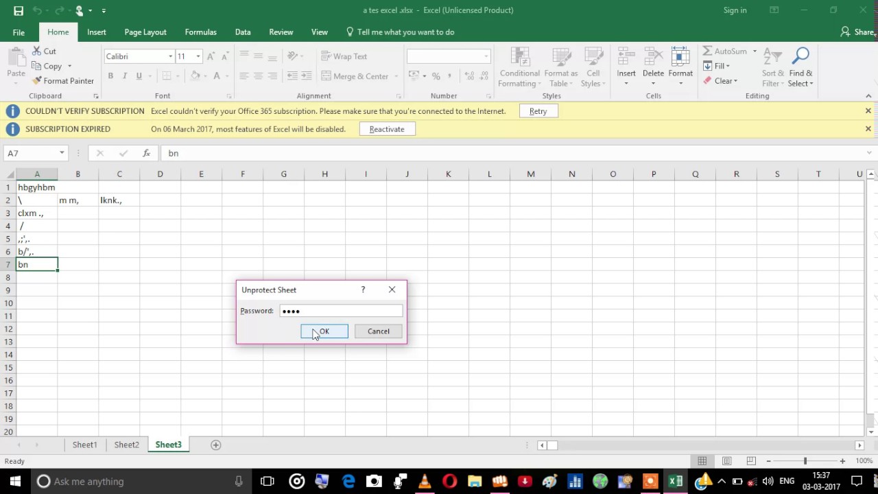 how to unlock a sheet of excel xlsx file - YouTube
