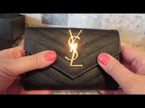 Saint Laurent YSL Monogram Small Wallet in Embossed Leather. 