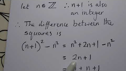 Proof by deduction - difference between the squares of consecutive integers