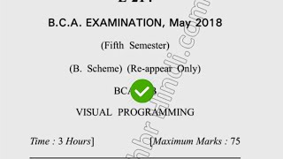 2018 Dcrust BCA 6th Sem Reappear Visual Programming Question Paper