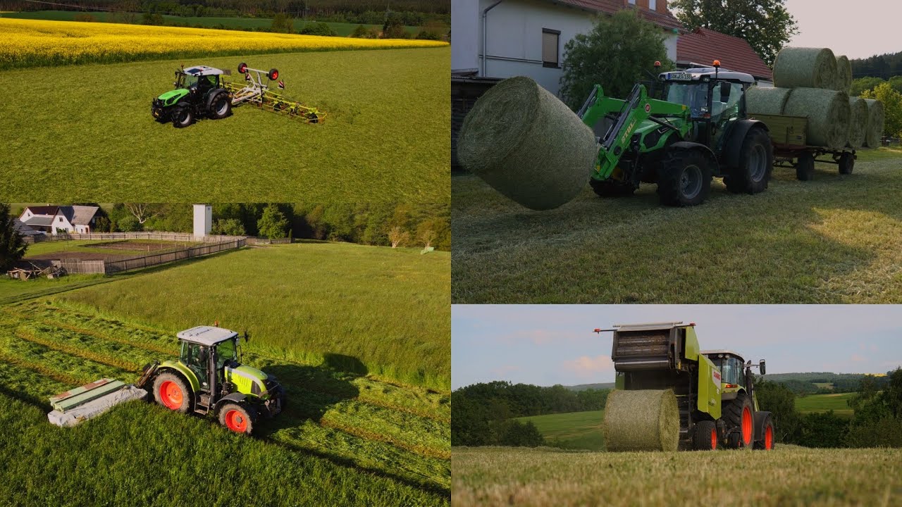 1. Schnitt Mit Claas Ares 567 ATZ,Deutz-Fahr 5090.4d,Claas Disco,Claas volto 900 T,Claas Rollant 340