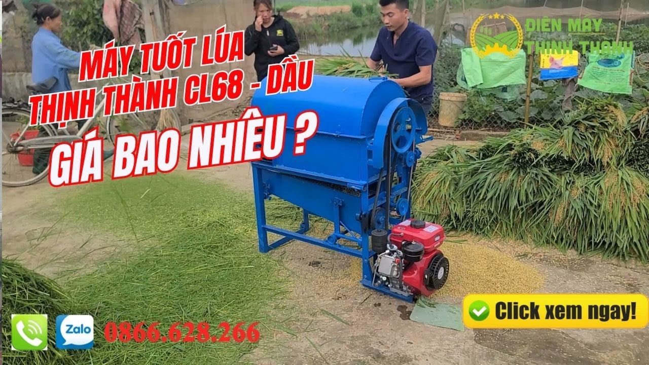 Máy Tuốt Lúa Thịnh Thành CL68 Lắp Động Cơ Dầu Có Giá Bán Bao Nhiêu